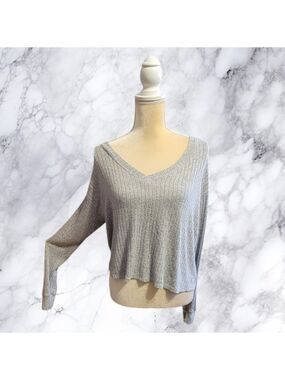 Women's PINK Victoria's Secret Gray Cropped Sweater oversized Size Small T48